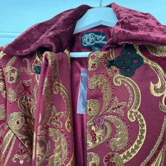 NWT Sharif 1827 Couture Red & Gold Brocade Jacket - Size M coat christmas - Picture 6 of 14